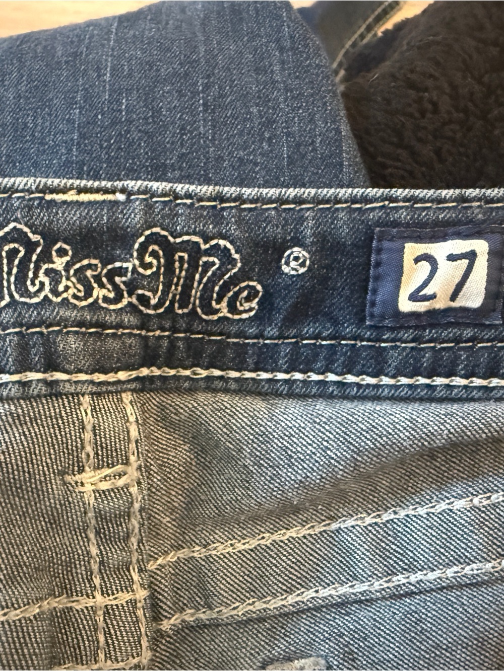 Miss Me Dark Indigo Skinny Jeans with Contrast Stitching - Picture 3 of 4